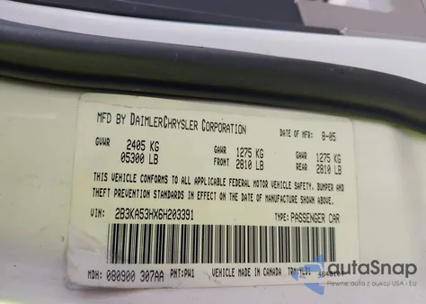 2006 Dodge Charger Rt from USA, damaged, VIN 2B3KA53HX6H203391